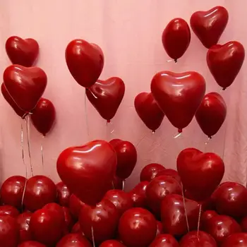 10 Collu Granāts Sarkana Dubultā Slāņa Lateksa Balonu Mīlestības Sirds formas Apaļas Kāzu Telpu Puses Dāvanu Posmā, Apdare, Vairumtirdzniecība