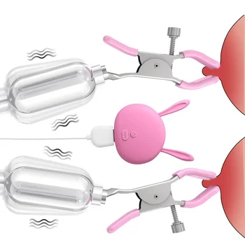 10 Ātrumiem USB Uzlādes Krūšu galu Vibrators Pieaugušo Seksa Rotaļlietas Dzelksnis Skavas Sievietes Klitora Stimulators Tālvadības Krūšu Masāža
