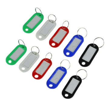 100X Asorti Krāsu Plastmasas Atslēgu ID Etiķetes Nosaukumu Karte Tagi Keychains Keyrings