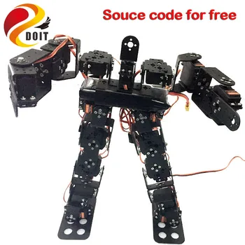 17DOF Biped Robotikas Izglītības Robots, Humanoīdu Robotu Komplektu, Servo Turētājs ar Lodīšu Gultņiem, Melns Bezmaksas Sūtīt Avota Kodu
