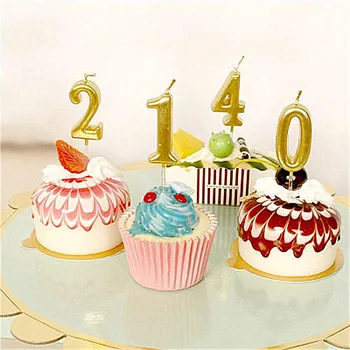 1gb Zelta Skaida Rozā Dzimšanas dienu Skaits Svece 0 1 2 3 4 5 6 7 8 9 Cupcake Kūka Topper Puse, Dzimšanas dienas Torte Sveces Puse Suppply 0