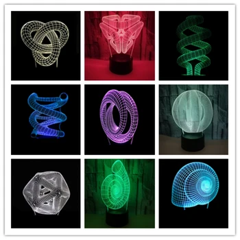 2018 Anotācija Aplis, Spirāles Bulbing 3D LED Ilūzijas Nakts Gaisma 7 Krāsu Maināms LED Lampas Jaunā Gada Dāvanu, Mājas Decaration