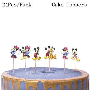 24pcs Minnie Mickey Kūka Toppers Cupcake Piederumu Tutu Kūka Galda Puses Piegādes Dzimšanas dienu Mickey Mouse Puse Rotājumi dod priekšroku