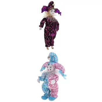 2gab Porcelāna Lelles Asaras Klauns Lelle Valkā Purpura Tērpus Halloween