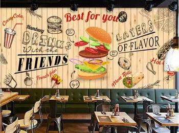3d foto tapetes pasūtījuma sienu Eiropas un Amerikāņu Burger Ātrās ēdināšanas Restorānu tapetes sienu ruļļos mājas dekoru istaba
