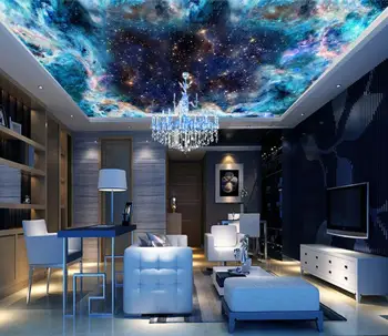 3D griesti, sienas tapetes pielāgotas 3d Zvaigžņotām debesīm, foto tapetes, virtuve Dzīvojamā istaba guļamistaba 3D griestiem