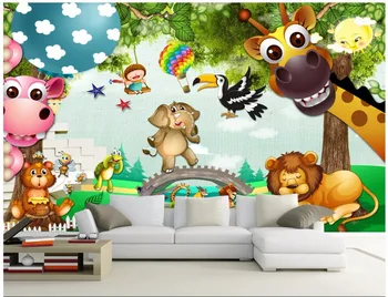 3D tapetes custom sienas Bērnu parks dzīvnieku karikatūra fona sienu gleznojumi foto tapetes sienām, 3d sienu gleznojumi