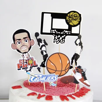 8pcs Jaunajiem Basketbola Cupcake Cilindrs futbola Tēmu, Sporta Zēns Happy Birthday Cake Topper Bērniem Dzimšanas dienas ballīti Kūka Rotājumi