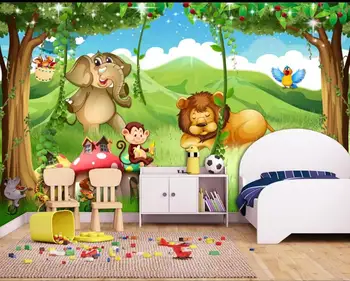 Bacal Custom tapetes bērniem, Dzīvnieku Animācijas 3D mūsdienu murals, lai dzīvojamā istaba dīvāns bērnu istabu 3d, tapešu sienas