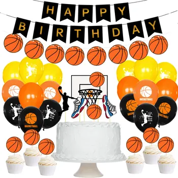 Basketbols Tēma Partijas Apdare Balonu Komplekts ar Basketbola Vainags Banner Kūka Topper Boy Dzimšanas dienu Piederumi