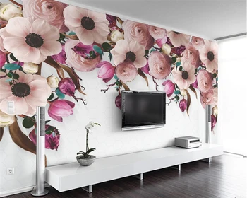 Beibehang Custom tapetes Amerikāņu roku apgleznotas rose puķu vīnogulāju mūsdienu dzīvojamā istaba guļamistaba, TV dīvāns fona 3d tapetes