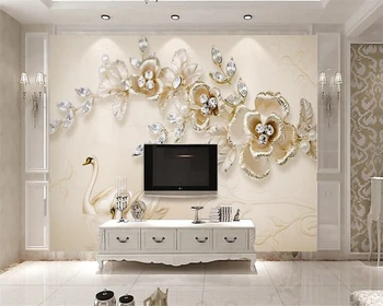 Beibehang Custom tapetes luksusa eiropas gulbis rotaslietas, ziedu TV dzīvojamā istaba guļamistaba fona wll apdare, 3d tapetes