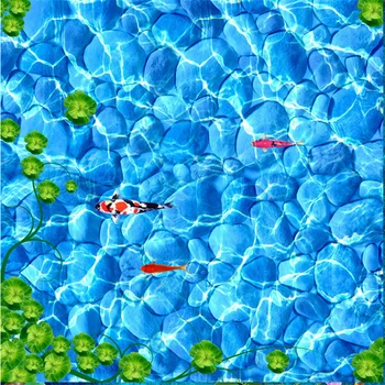 beibehang Pasūtījuma Neaustie materiāli Ūdensnecaurlaidīgi 3D Tapetes Vannas istaba Vilkābele Peldēšana Zivju Grīdas Ūdensizturīgs Sabiezējumu Flīžu