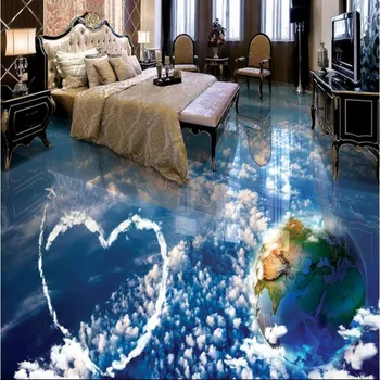 beibehang Pielāgotas 3D stāvā liela romantiska zvaigžņotās debesis zilas debesis, balti mākoņi, guļamistaba zemes, vannas istaba, dzīvojamā istaba dekoratīvais krāsojums