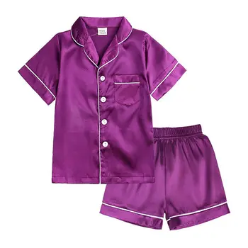 Bērniem Zēnu, Meiteņu Pidžamas Komplekts Naktsveļu Pjs Satīna Zīda Sleepwear Top Bikses Tērpiem