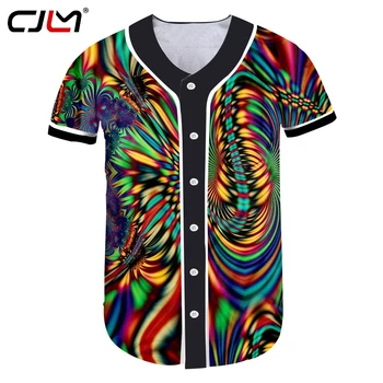 CJLM Cilvēks Jaunas Hipster Beisbola Krekls Vīriešu Krāsainu Radošās Dizaina 3D Pilnībā Iespiests Vortex Svītras Zaudēt Mājīgu Liela Izmēra Tshirt