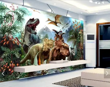 Dinozauru Bērniem, Guļamistaba, Tapetes, Sienas Puses Krāsotas Papiers Peint 3d Pielāgotus Foto Sienas Tapetes Dzīvojamā Istabā, Bērnistabā Istaba