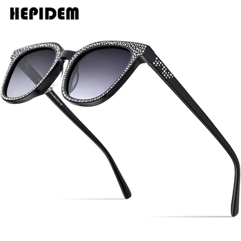 HEPIDEM Acetāta Saulesbrilles Sieviešu 2022 Jaunu Modes Lielizmēra Kvadrātveida Saules Brilles Vīriešiem ar Zircon Dimantu Neilona Objektīvs