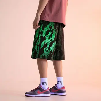 Japāņu Harajuku Hip Hop Streetwear Lielajam Y2K Pusi Aukliņu Bikses ar Augstu Vidukli, Gaismas Estētisko Baggy Y2K Šorti Vīriešiem