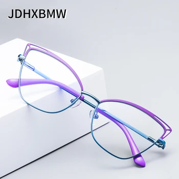 Jauno Modes Sievietēm, Kaķu Acu Anti Zilā Gaisma Metāla Brilles Rāmis Dobi Krāsu Saskaņošanas Stila Dāmas Datoru Brilles Konfektes Krāsa