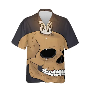 Jumeast 3D Tumšās Dvēseles Šausmu Galvaskauss ar Īsām Piedurknēm Krekls Vīriešu Apģērbu Vasaras Ērti Streetwear Blūzes Ikdienas Apģērbs Vīriešiem