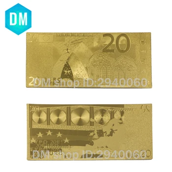 Karstā Pārdošanas Klasiskā Dizaina 20 EUR Eiro Arhitektūras Zelta Folija Euro Banknotes ar Plastmasas Rāmi