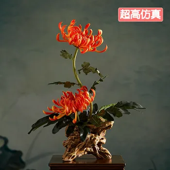 krizantēmu simulācijas ziedu bonsai Māksla un amatniecība sīkiem ziediem noslēgta modernie Mākslīgie ziedi
