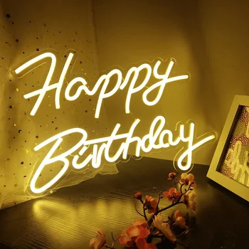 Laimes Dzimšanas dienā, Led Gaismas, Neona Zīme Deco Lampu Puse Mākslas Personalizētu Svētību Sienu Apdare Powered Mazulis Dāvanu USB Gif