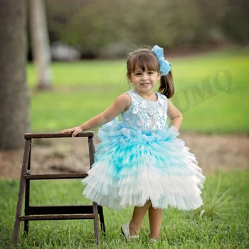 Luksusa Plisēt Toddler Puķu Meitene Kleitas Jauki Modes Dzimšanas Dienas Tērpus Kāzu Tērpu Modelēšana Individuāla 0-12 Gads