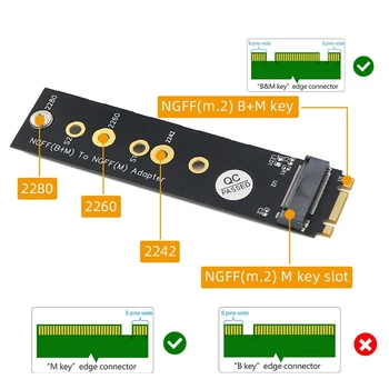 M. 2 (NGFF) Taustiņš B+M, Lai Taustiņu M Adapteris Atbalsta 2242/2260/2280 Tips M. 2 Taustiņu M SSD Dimensiju Jaunu Versiju Par PCI-E Autobusu SSD