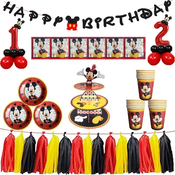 Mazulis Labu Mickey Mouse Tēmu Bērniem Dzimšanas Dienas Ballīti Vienošanās Dekoratīvo Papīru Kausa Banner Galdauts, Vienreizējās Lietošanas Grupa Krājumi