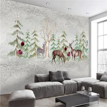 Milofi pielāgot 3D drukāšanas tapetes, sienas Ziemeļvalstu meža elk anotācija meža ainavu TV fona sienas
