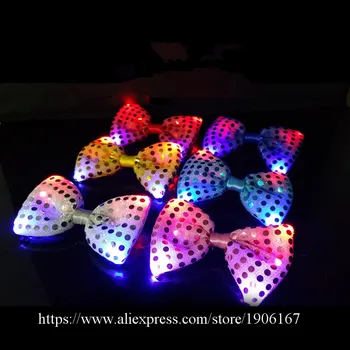 Modes Led Gaismas tauriņu LED Svētku indikators Mirgo Sequin Regulējams Saistīts Ziemassvētku Masku Puse Kaklasaiti Dāvanu