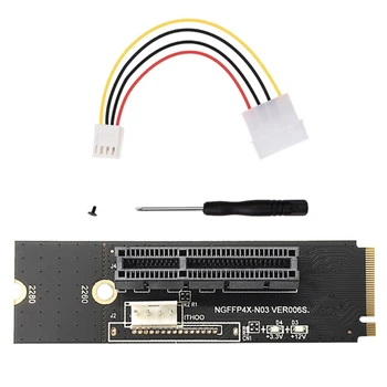 NGFF M2 Uz PCI-E 4X X1 Slots Stāvvadu Kartes M2 Taustiņu M, Lai PCI Express X4 Adapteris Ar LED Indikatoru Miner Ieguves
