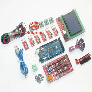 Oficiālais smarian 3D Printera Komplekts Arduino Mega 2560 R3 + RAMPAS 1.4 Kontrolieris + LCD 12864 + 6 Limita Slēdzis Endstop + 5 A4988