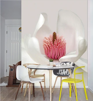 Pasūtījuma 3D lielu sienas,skaista un svaiga baltiem ziediem ziedošām puķēm ,dzīvojamā istaba, TV sienas guļamistabā tapetes