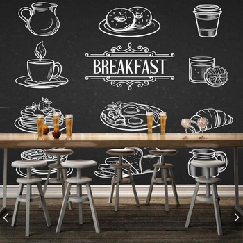 Pasūtījuma papel de parede 3d, krāsotas stila brokastis sienas restorānu virtuves fona apdare tapetes