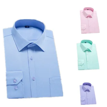 Pavasara Karstā Pārdošanas Modes Vīriešu tīrtoņa Krāsu garām piedurknēm Laukumā Apkakles Krekls Biznesa Gadījuma Profesionālās Krekls Ar Kabatas Dizains