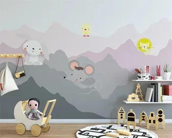 Pielāgotus foto sienas tapetes 3d dzīvoklis kalniem dzīvnieku ilustrācijas bērnu istabas fona tapešu sienas