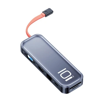 Portatīvo USB C Tipa Sadalītājs Savienotājs 10 Expander USB Interfeiss 10-port Hub