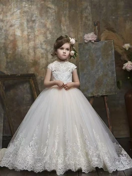 Puķu Meiteņu Kleitas, Lai Kāzas 2022 Princese Piedurknēm Grīdas Garums Puff Piedurknēm Dzimšanas Dienas Svinības Pirmo Komūniju Kleitas