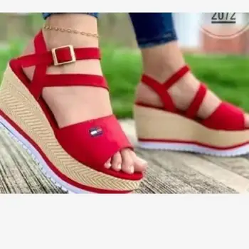 Sieviešu Sandales Vintage Ķīlis Kurpes Sieviete Siksnu Sprādzes Salmu Biezu Grunts Dzīvokļi Platformas Sandales Ganāmpulka Sieviešu Kurpes Vasaras 2021