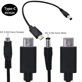 USB Type-c Jauda 5.5X2.5mm Vīriešu/Sieviešu Kabelis, Strāvas Adapteri Konversijas Kabelis 0