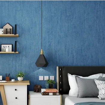 Vidusjūras neaustu zila fona vienkāršā tīrtoņa krāsu mūsdienu minimālisma modes dzīvojamā istaba guļamistaba Ziemeļvalstu ins tapetes
