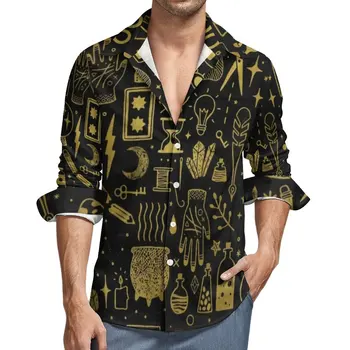 Vintage Mēness Krekls Vīriešiem Darīt Burvju Mākslas Ikdienas Krekli Rudens Stilīgs Modelis Blūzes Ar Garām Piedurknēm Modes Lielgabarīta Apģērbu Dāvanu