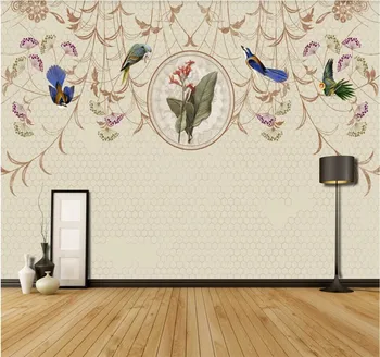 XUE SU Lielu custom sienas tapetes roku apgleznoti ziediem un putniem jaunais Ķīnas retro fona sienas, sienu pārklājumu