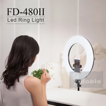 Yidoblo FD-480II 18 LED Ring Light Kit 480 LED Silts Aukstā Krāsu Regulēšana Foto Video Apgaismojums+ Statīvs (2M)+ Mīksta Soma