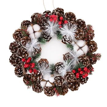 Ziemassvētku Priežu Čiekuru Vainags Vītnes Rotājumi Unikālu Dizainu Ziemassvētki 38cm Dabas Čiekurs Karājas Kuloni, Mākslīgie Ziedi