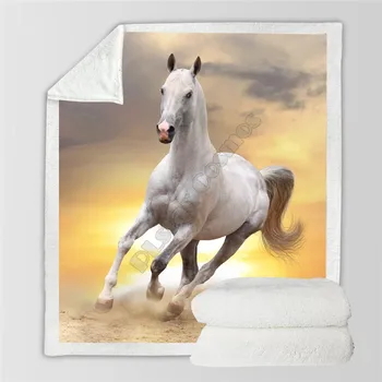 Zirgu Premium Vilnas Segu 3D Visas Iespiests Sherpa Segu uz Gultas, Mājas Tekstila 02