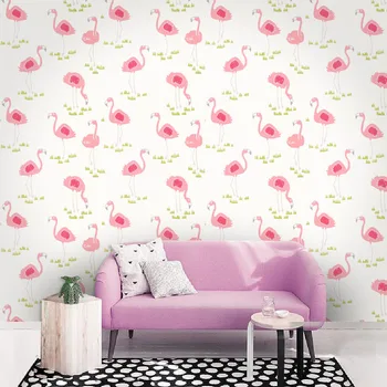 Tuya Mākslas tapetes meitene istabā cute rozā flamingo modeli princese istabu un bērnu istaba bērnu istaba 1